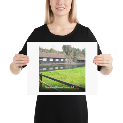 Lakeside Serenity Photo paper poster with groundfloorview24 with House Logo