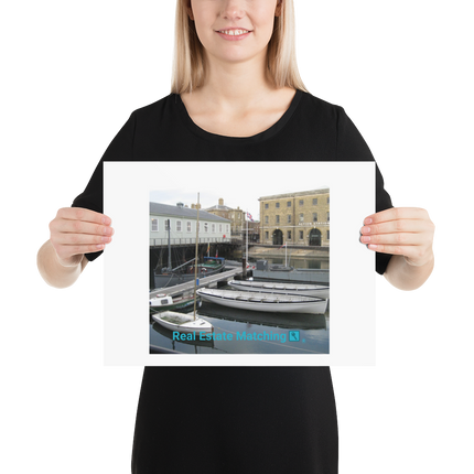 Boat on Water Photo paper poster with realestatematching with key Logo