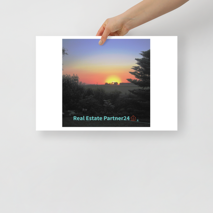 Beautiful Sunset Sinari Photo paper poster with realestatepartner24 with house Logo