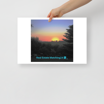 Beautiful Sunset Sinari Photo paper poster with realestatematching24 with key Logo