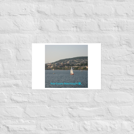 Beautiful River & Hills Sinari Photo paper poster with realestatematching24 with key Logo