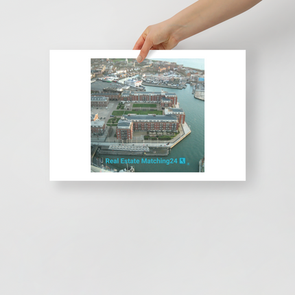 Nice City Photo paper poster with realestatematching24 with key Logo
