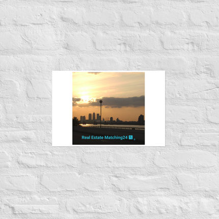 Majestic Sunset Photo paper poster with realestatematching24 with key Logo