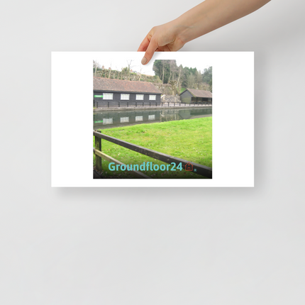Lakeside Serenity Photo paper poster with Groundfloor24 with House Logo