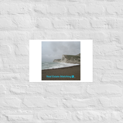 Waves and Sand Photo paper poster with realestatematching with key Logo