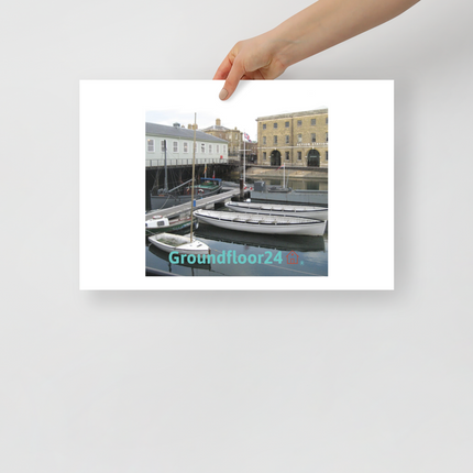 Boat on Water Photo paper poster with Groundfloor24 with House Logo