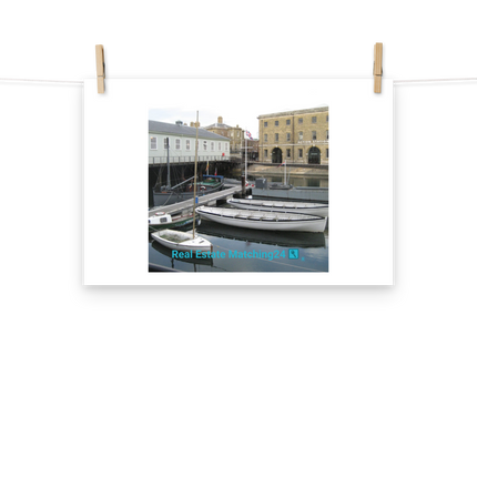 Boat on Water Photo paper poster with realestatematching24 with key Logo
