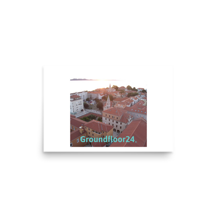 Roof Sunset View Photo paper poster with Groundfloor24 without House Logo