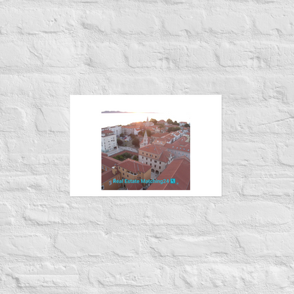 Roof Sunset View Photo paper poster with realestatematching24 with key Logo