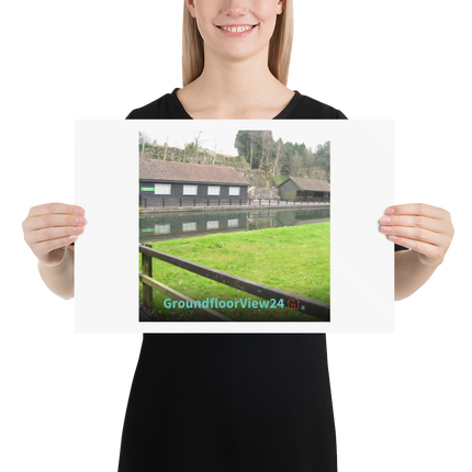 Lakeside Serenity Photo paper poster with groundfloorview24 with House Logo