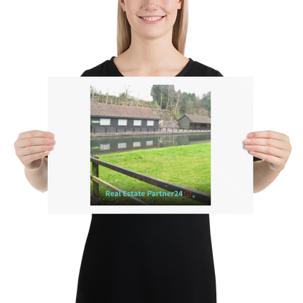 Lakeside Serenity Photo paper poster with realestatepartner24 with house Logo