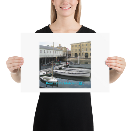 Boat on Water Photo paper poster with realestatematching with key Logo