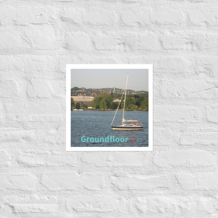Boat on the River Photo paper poster with Groundfloor with House Logo