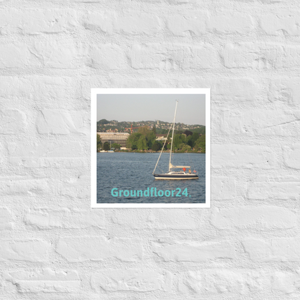 Boat on the River Photo paper poster with Groundfloor24 without House Logo