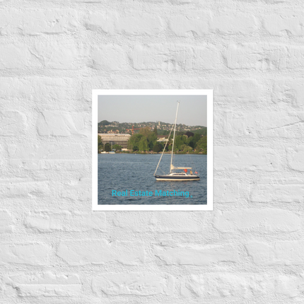 Boat on the River Photo paper poster with realestatematching without key Logo