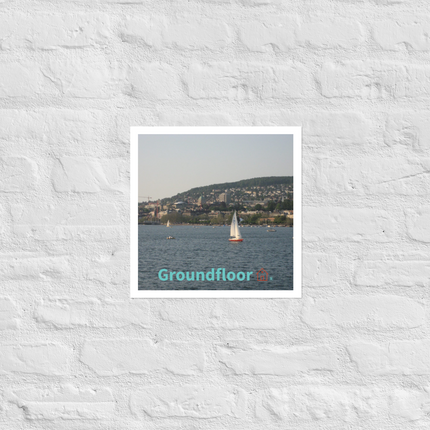 Beautiful River & Hills Sinari Photo paper poster with Groundfloor with House Logo