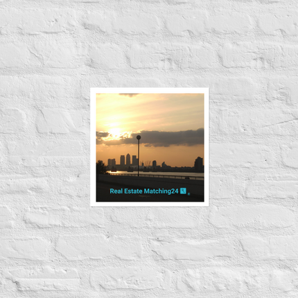 Majestic Sunset Photo paper poster with realestatematching24 with key Logo