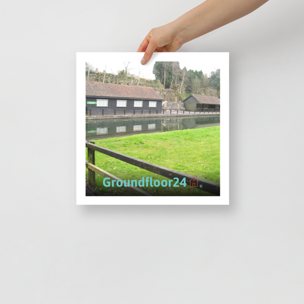 Lakeside Serenity Photo paper poster with Groundfloor24 with House Logo