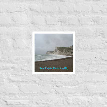 Waves and Sand Photo paper poster with realestatematching with key Logo