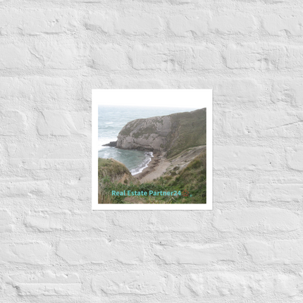 Sea & Hills Photo paper poster with realestatepartner24 with house Logo