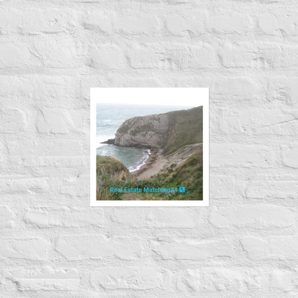 Sea & Hills Photo paper poster with realestatematching24 with key Logo