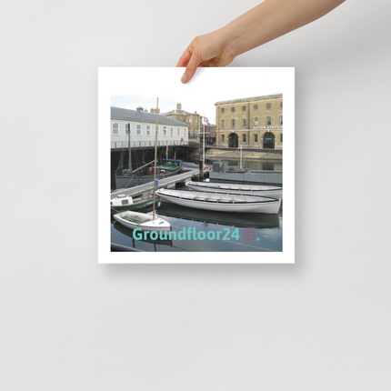 Boat on Water Photo paper poster with Groundfloor24 with House Logo