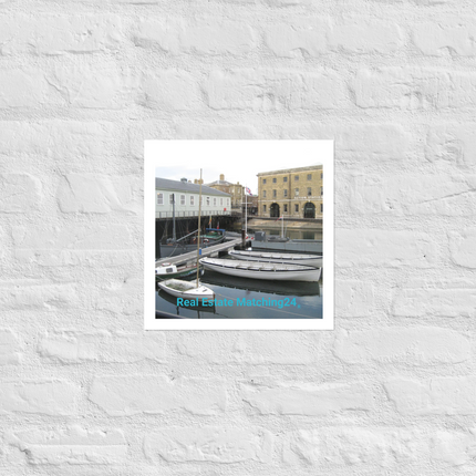 Boat on Water Photo paper poster with realestatematching24 without key Logo