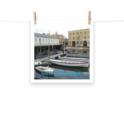 Boat on Water Photo paper poster with realestatematching24 with key Logo