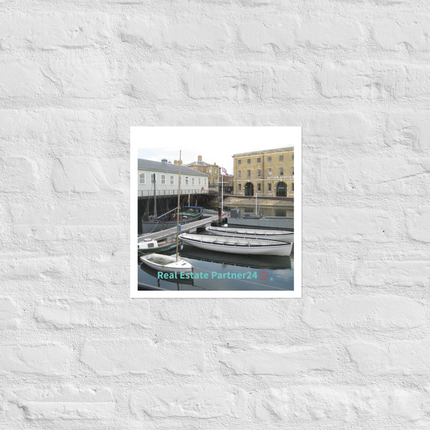 Boat on Water Photo paper poster with realestatepartner24 with house Logo