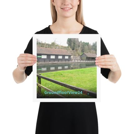 Lakeside Serenity Photo paper poster with groundfloorview24 with House Logo