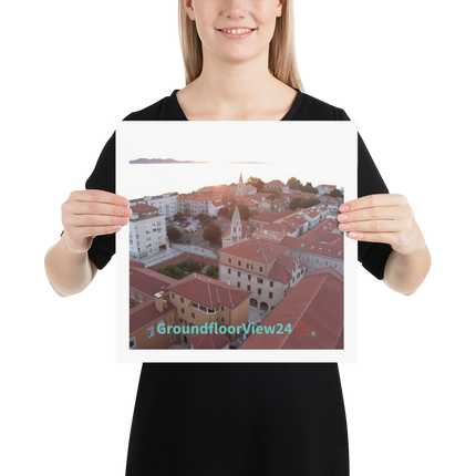 Roof Sunset View Photo paper poster with groundfloorview24 with House Logo