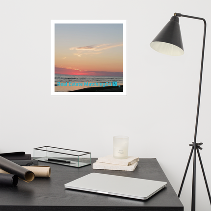 Sunset Sinari Photo paper poster with Real Estate Matching24 Logo