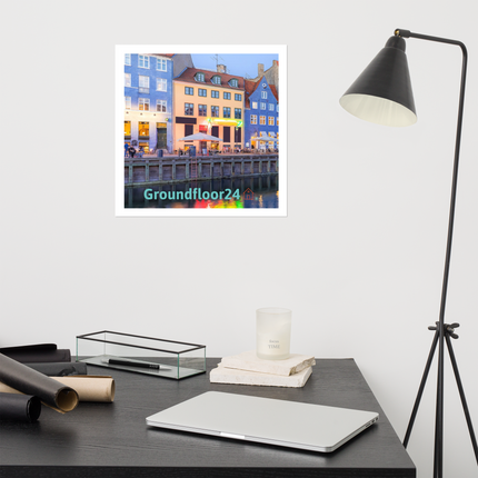 Nyhavn Photo paper poster with Groundfloor24 Logo