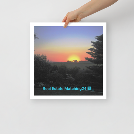 Beautiful Sunset Sinari Photo paper poster with realestatematching24 with key Logo