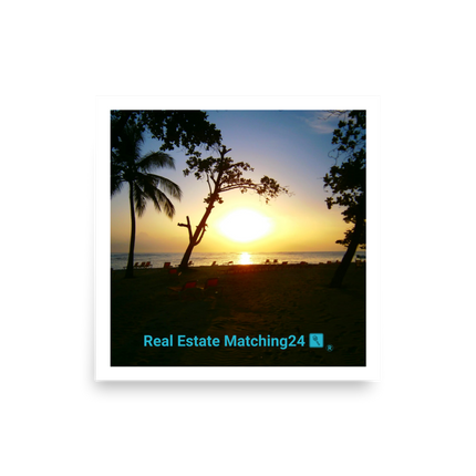 Beautiful Sea View Photo paper poster with realestatematching24 with key Logo