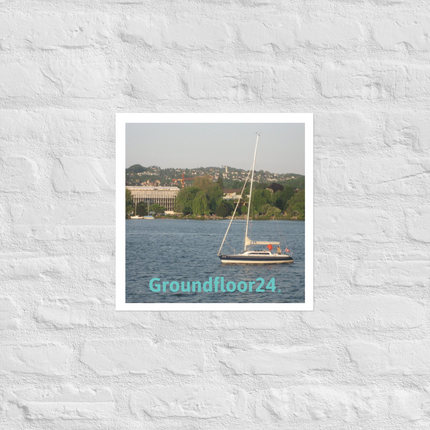 Boat on the River Photo paper poster with Groundfloor24 without House Logo