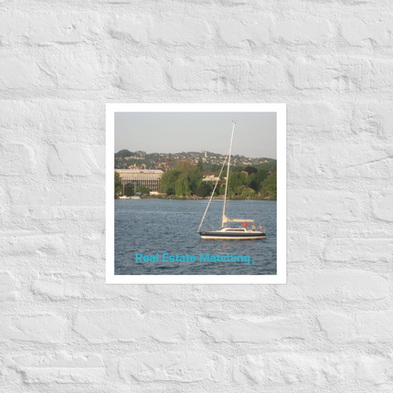 Boat on the River Photo paper poster with realestatematching without key Logo