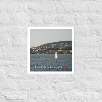 Beautiful River & Hills Sinari Photo paper poster with realestatepartner24 with house Logo