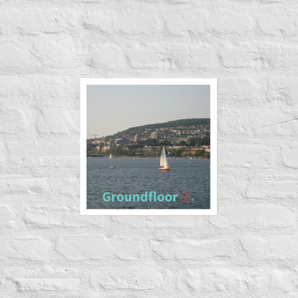 Beautiful River & Hills Sinari Photo paper poster with Groundfloor with House Logo