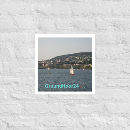 Beautiful River & Hills Sinari Photo paper poster with Groundfloor24 with House Logo