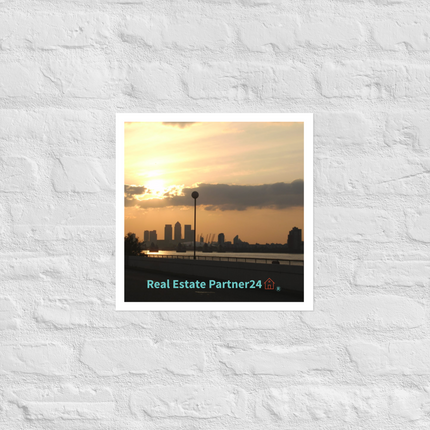 Majestic Sunset Photo paper poster with realestatepartner24 with house Logo
