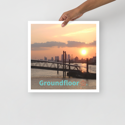 Evening Glow Photo paper poster with Groundfloor with House Logo