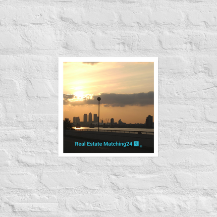 Majestic Sunset Photo paper poster with realestatematching24 with key Logo