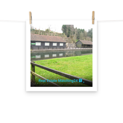 Lakeside Serenity Photo paper poster with realestatematching24 with key Logo
