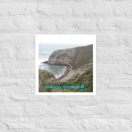 Sea & Hills Photo paper poster with realestatematching24 with key Logo
