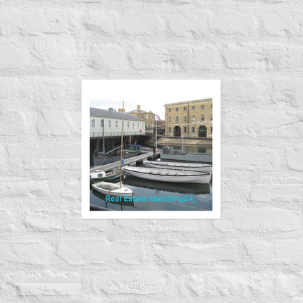 Boat on Water Photo paper poster with realestatematching24 without key Logo