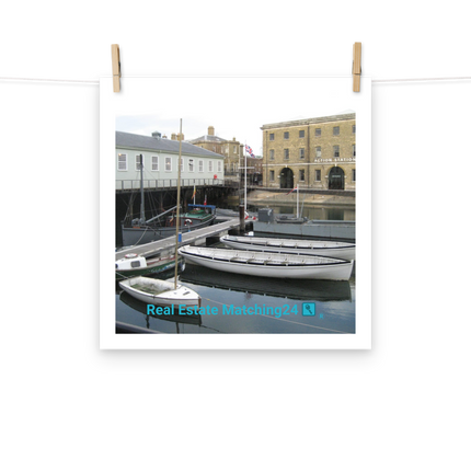 Boat on Water Photo paper poster with realestatematching24 with key Logo