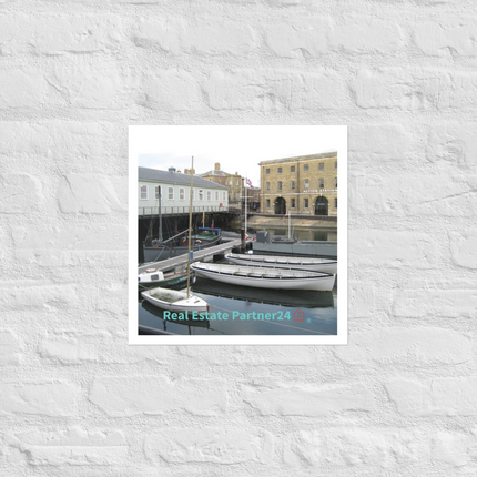 Boat on Water Photo paper poster with realestatepartner24 with house Logo