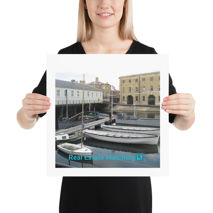 Boat on Water Photo paper poster with realestatematching with key Logo