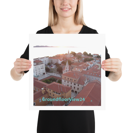 Roof Sunset View Photo paper poster with groundfloorview24 with House Logo